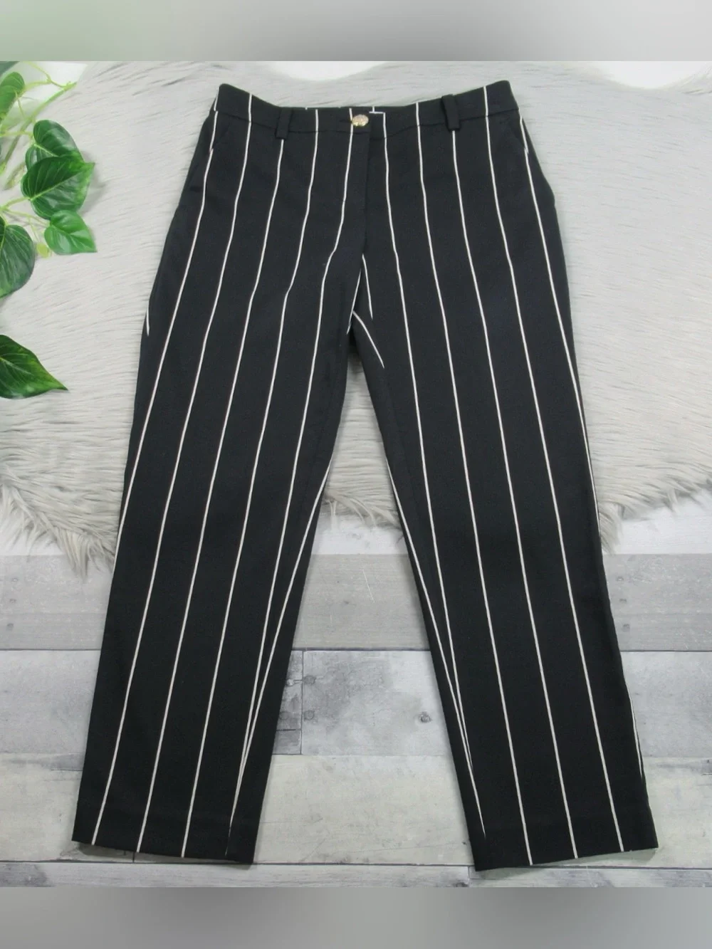 DEREK LAM 10 CROSBY Cropped Striped Straight Leg Trouser - Women's Size 0